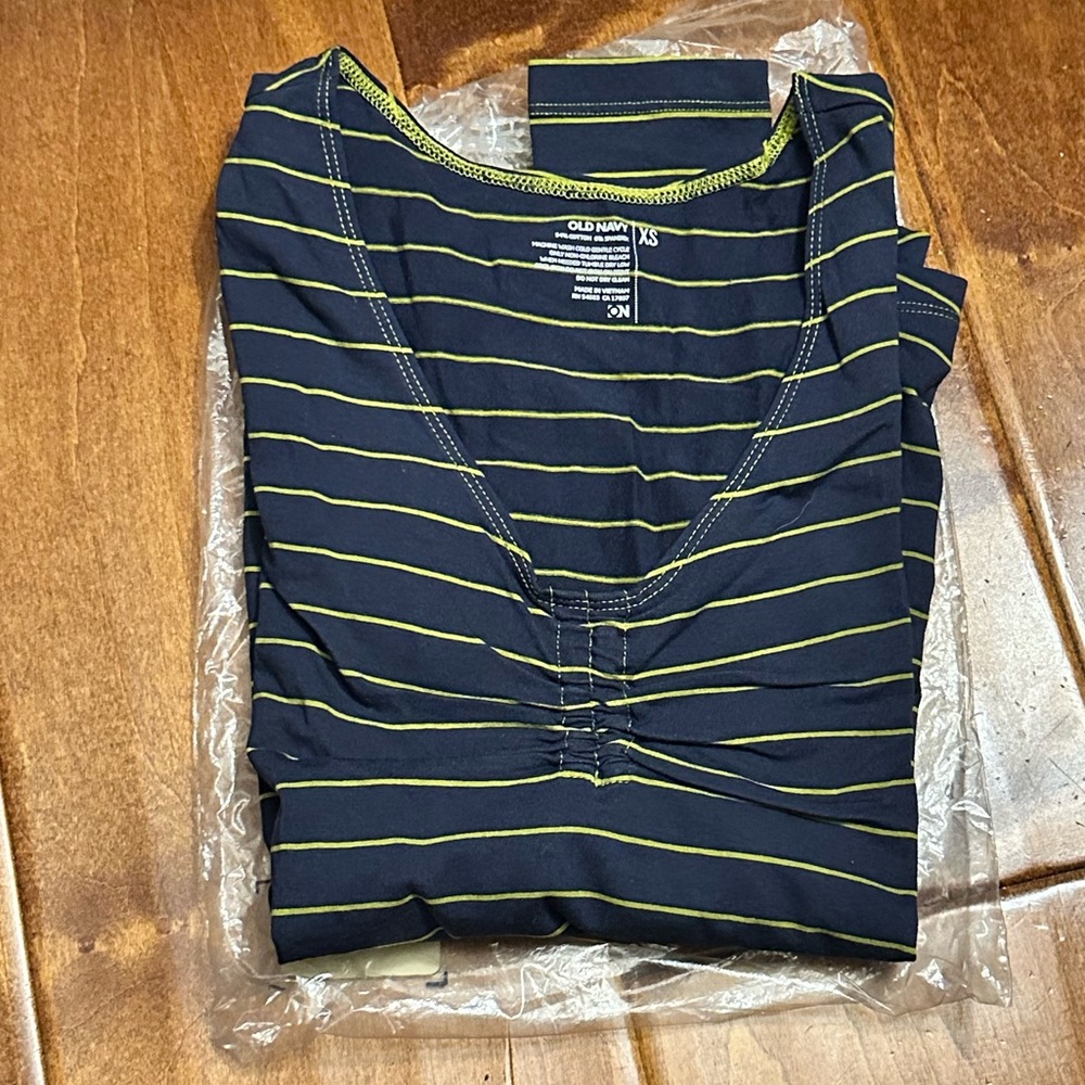 Old Navy Blue and Green Striped Long Sleeve Tee NEW